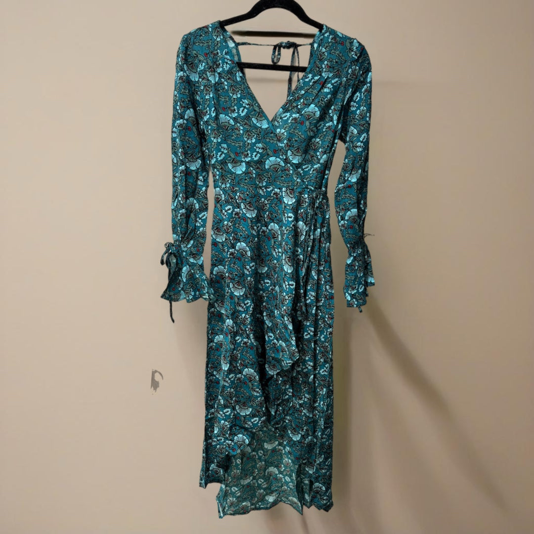 B.O.G. Collective Band Of The Free Jewel Teal Floral Wrap Maxi Dress