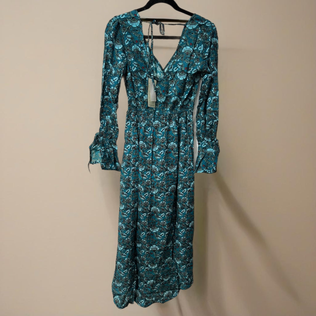 B.O.G. Collective Band Of The Free Jewel Teal Floral Wrap Maxi Dress