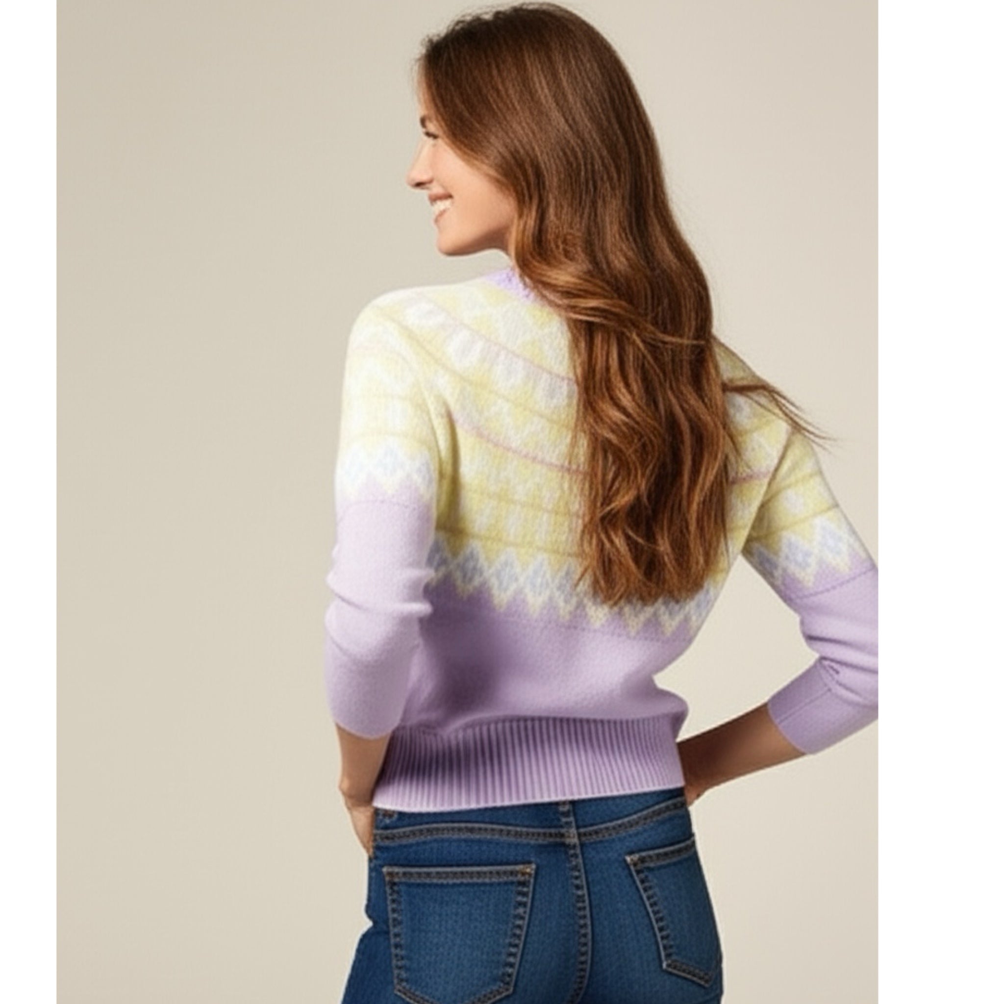 DESIGN HISTORY Fairisle Sweater Soft Plush in Lavender