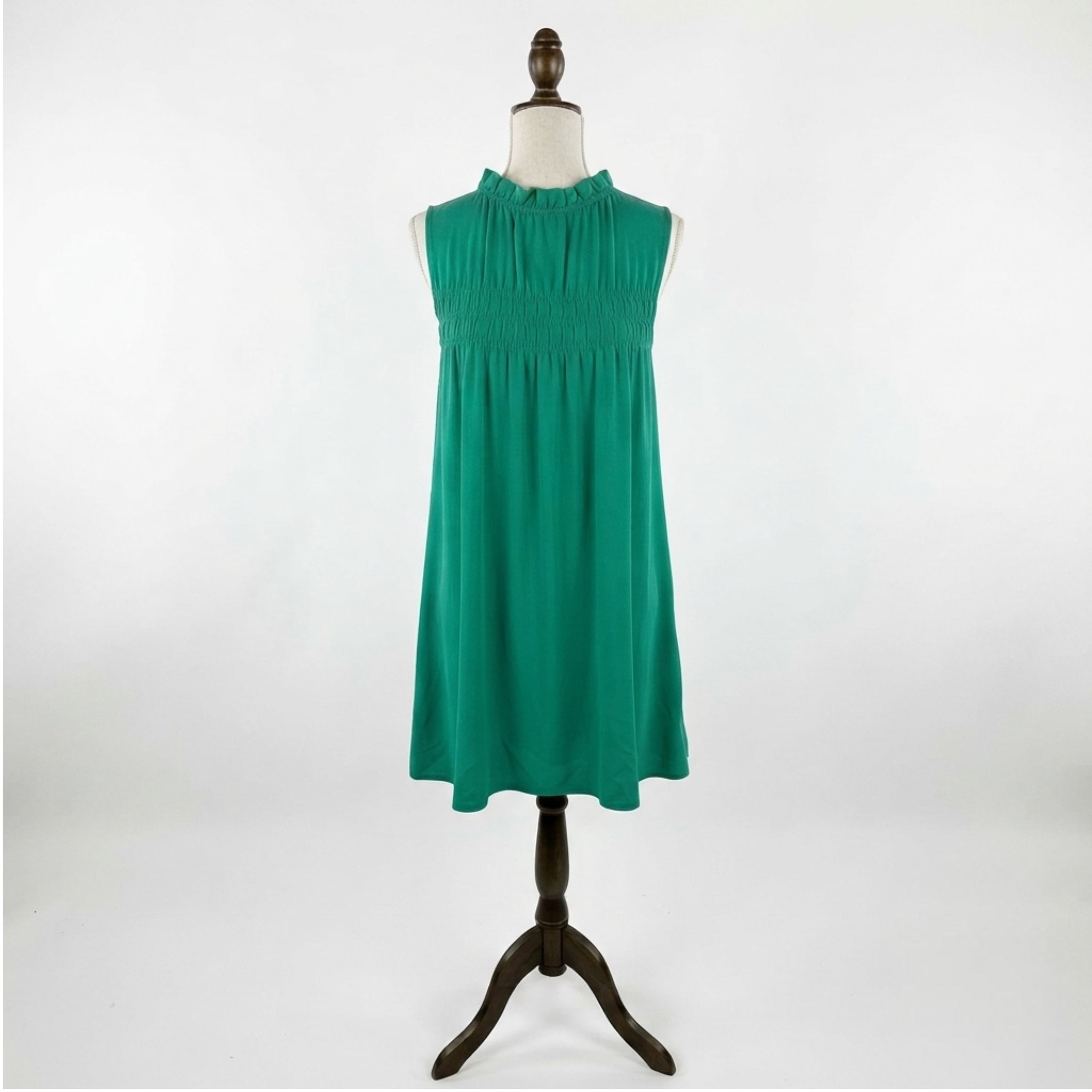 Ces Femme Green Sleeveless Ruffled Chiffon Mini Dress