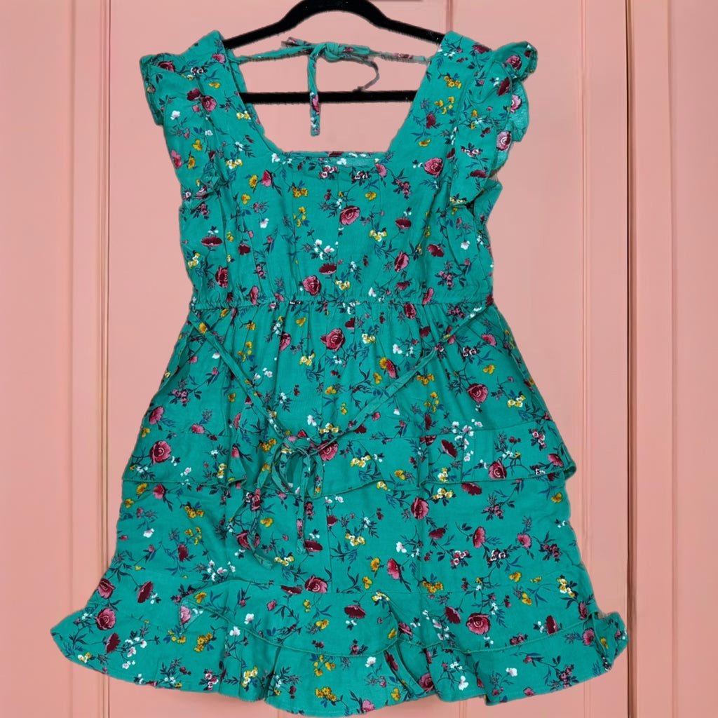 Lottie & Holly B.O.G. COLLECTIVE Floral Ruffle Dress Short Sleeve Mini
