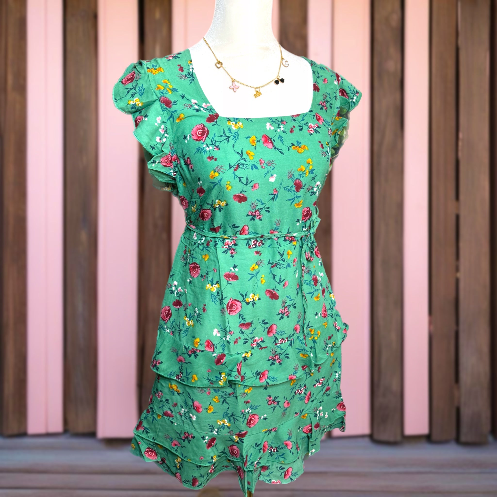 Lottie & Holly B.O.G. COLLECTIVE Floral Ruffle Dress Short Sleeve Mini