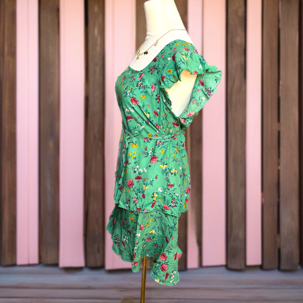 Lottie & Holly B.O.G. COLLECTIVE Floral Ruffle Dress Short Sleeve Mini