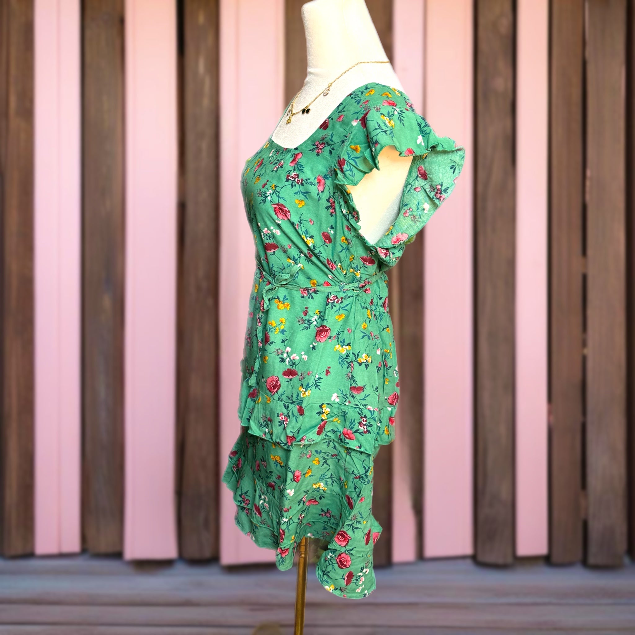 Lottie & Holly B.O.G. COLLECTIVE Floral Ruffle Dress Short Sleeve Mini