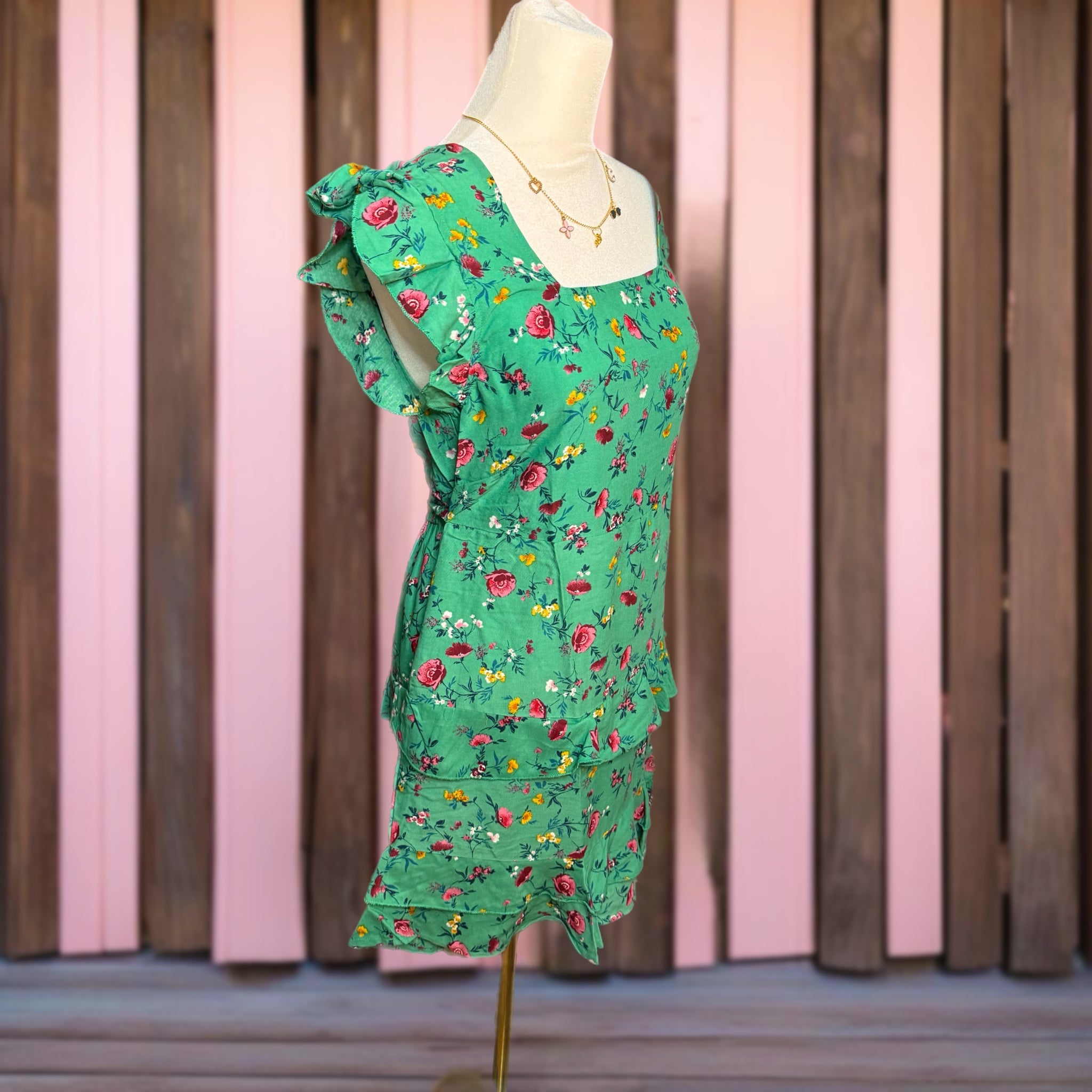 Lottie & Holly B.O.G. COLLECTIVE Floral Ruffle Dress Short Sleeve Mini