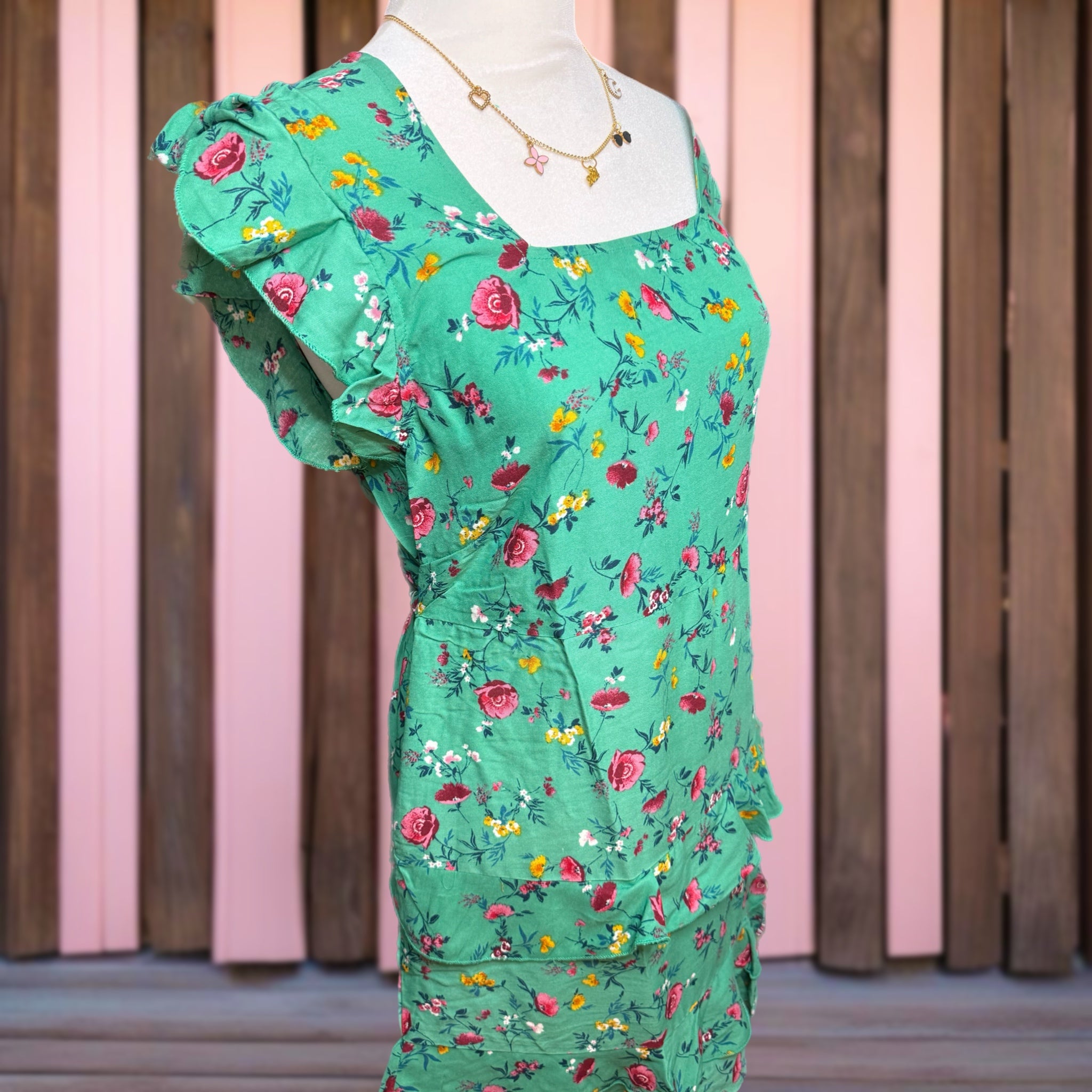 Lottie & Holly B.O.G. COLLECTIVE Floral Ruffle Dress Short Sleeve Mini