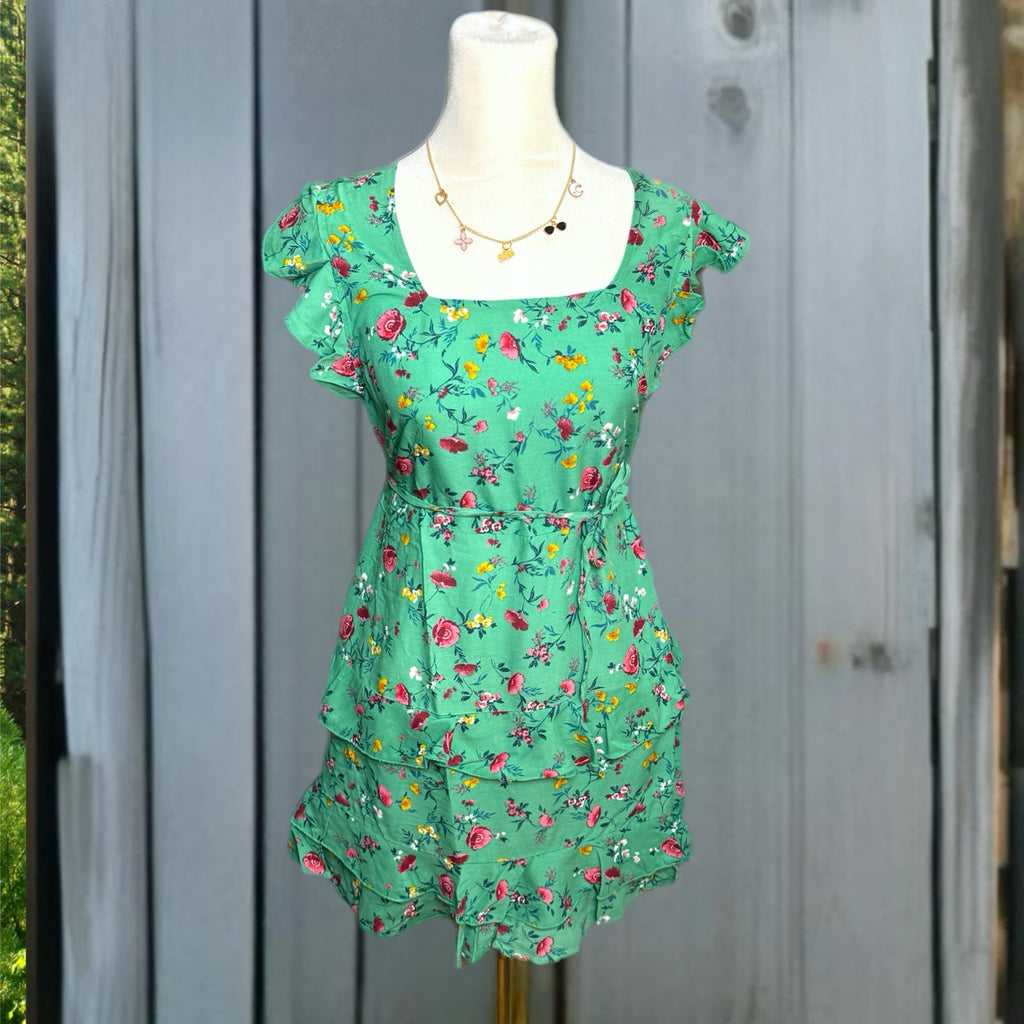 Lottie & Holly B.O.G. COLLECTIVE Floral Ruffle Dress Short Sleeve Mini