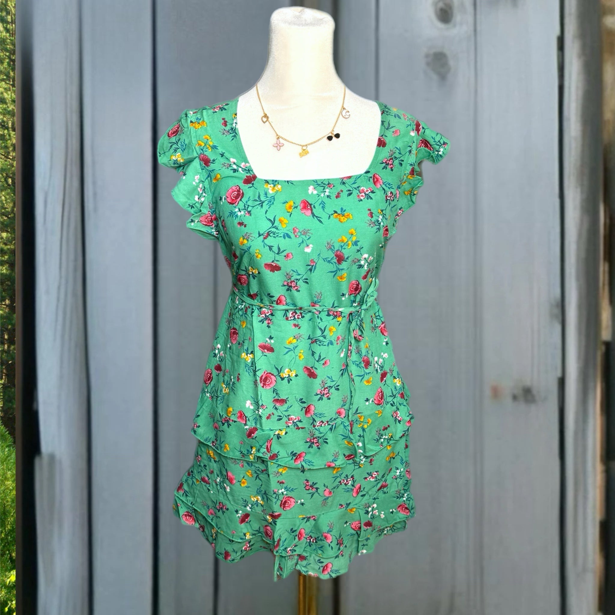 Lottie & Holly B.O.G. COLLECTIVE Floral Ruffle Dress Short Sleeve Mini