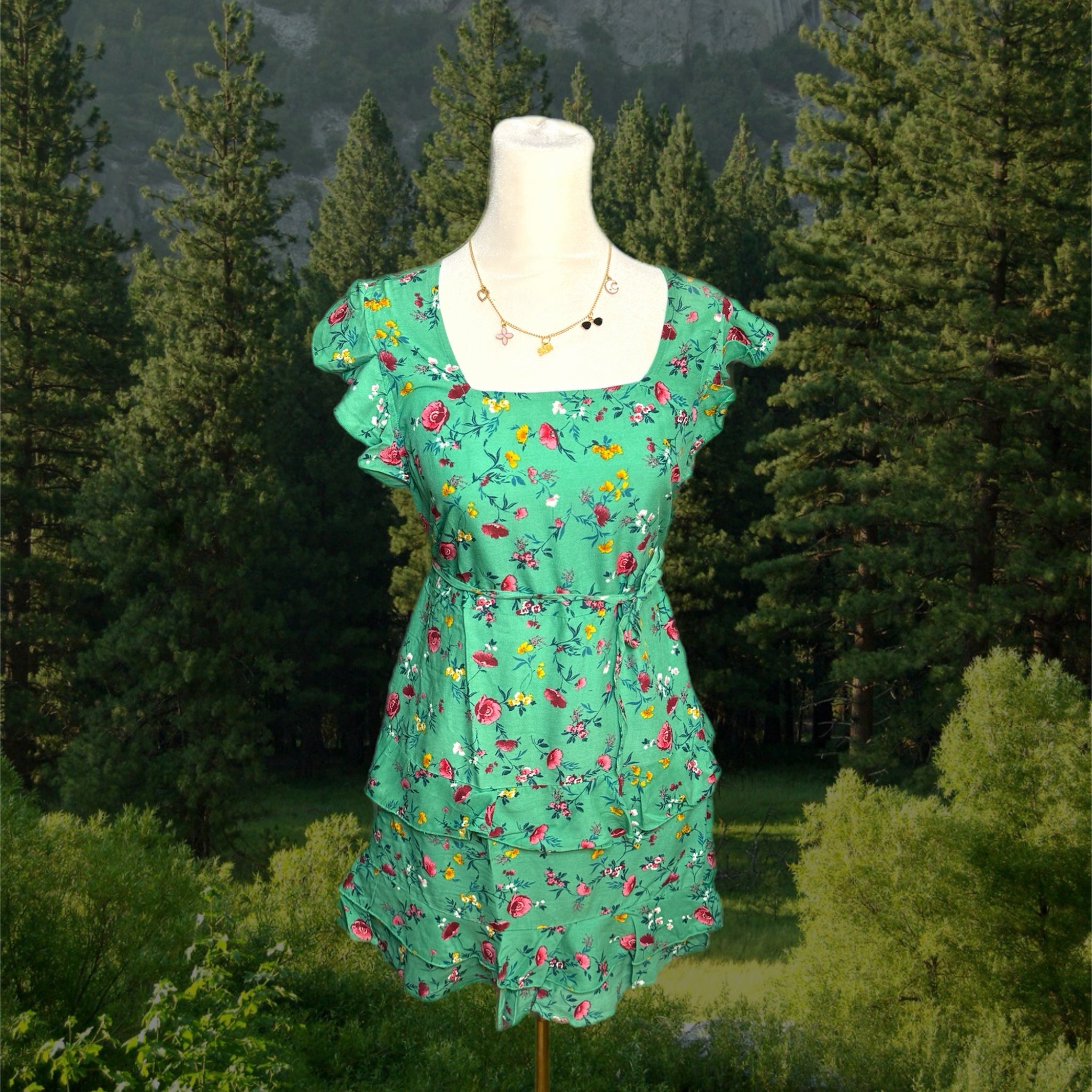 Lottie & Holly B.O.G. COLLECTIVE Floral Ruffle Dress Short Sleeve Mini