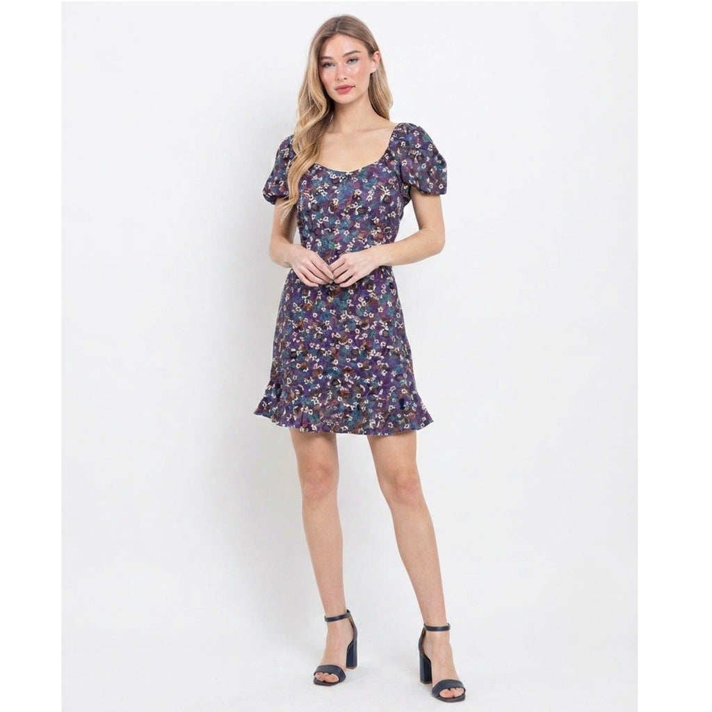 BAND OF THE FREE Floral Short Sleeve Mini Dress Boho Cottage