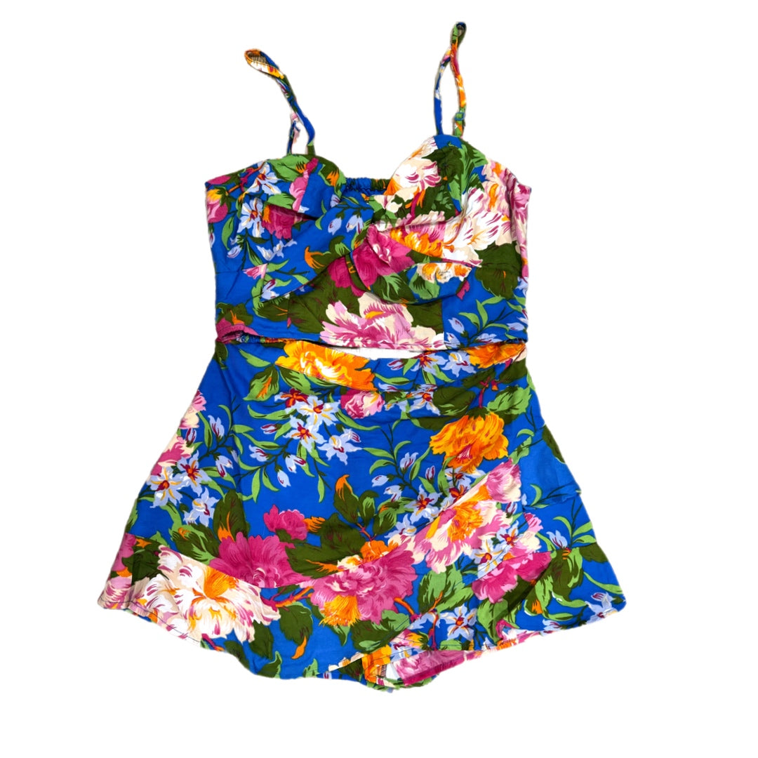 B.O.G. COLLECTIVE 2 Piece Set Tropical Blue Peep Stomach Skort Sweetheart Top