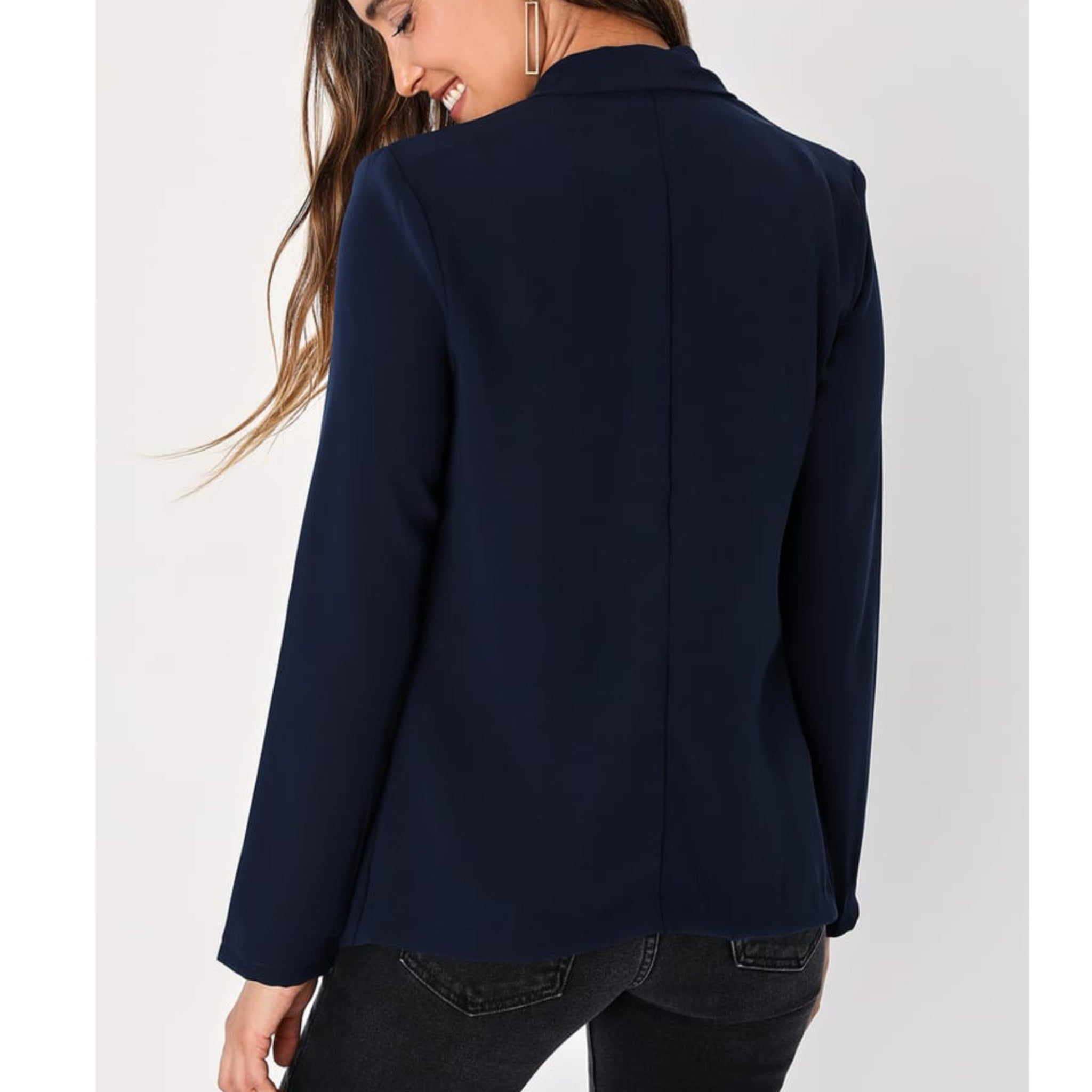 Lulus Miss Punctuality Navy Blue Lightweight Blazer
