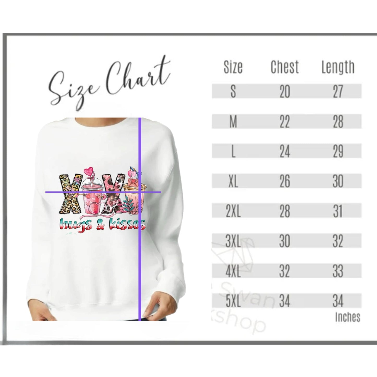 HUGS & KISSES Adult Sweatshirt Coffee Love Graphic Hearts White