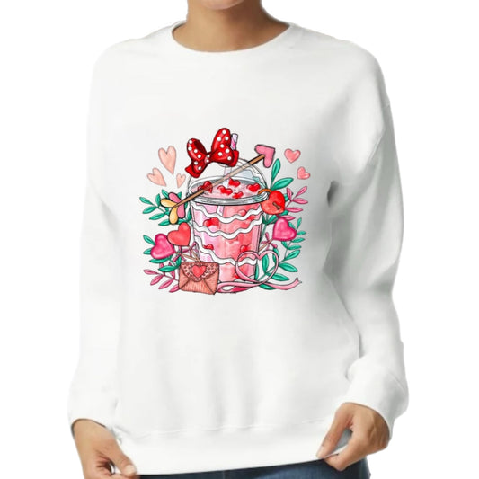 Coffee Love & Hearts Adult Sweatshirt White Graphic