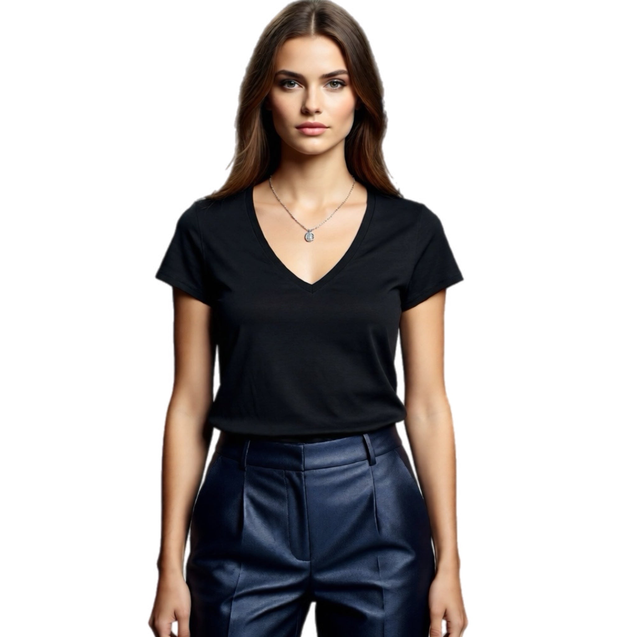 Greyson Alula T-Shirt Pima Cotton V-Neck in Black