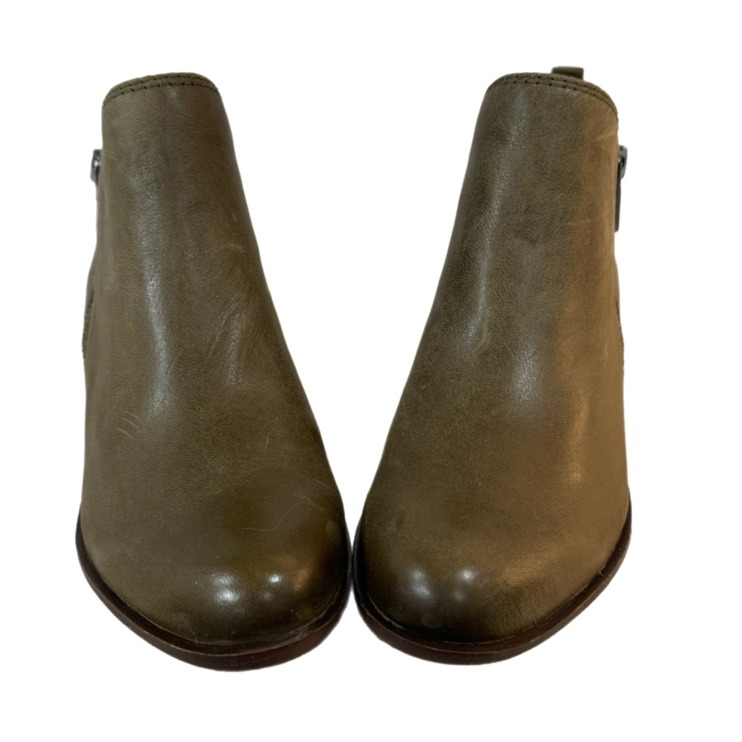 LUCKY BRAND Genuine Leather Basel Booties Low Heel Boots in Olive