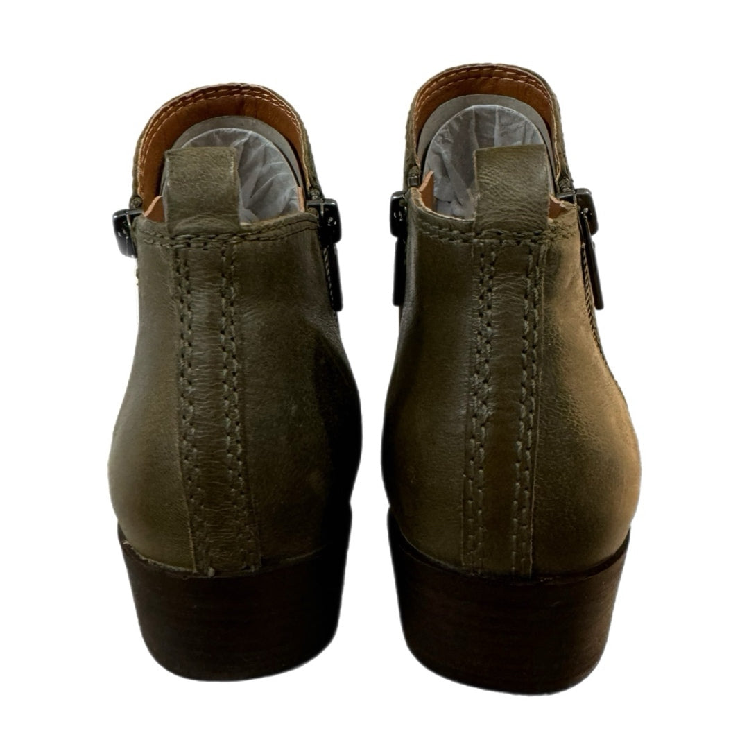 LUCKY BRAND Genuine Leather Basel Booties Low Heel Boots in Olive
