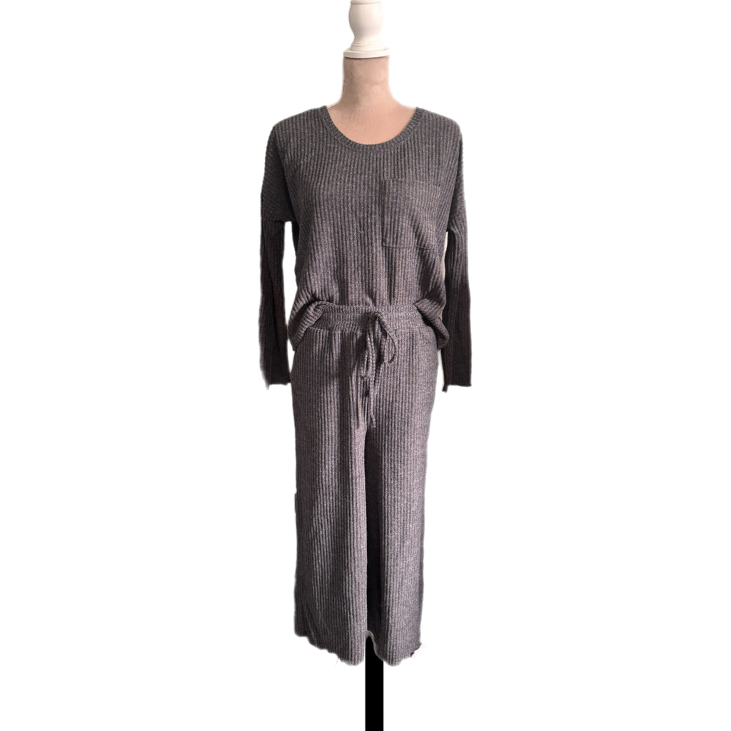 Elevate Your Loungewear: She + Sky Ribbed Knit Lounge Set in Charcoal