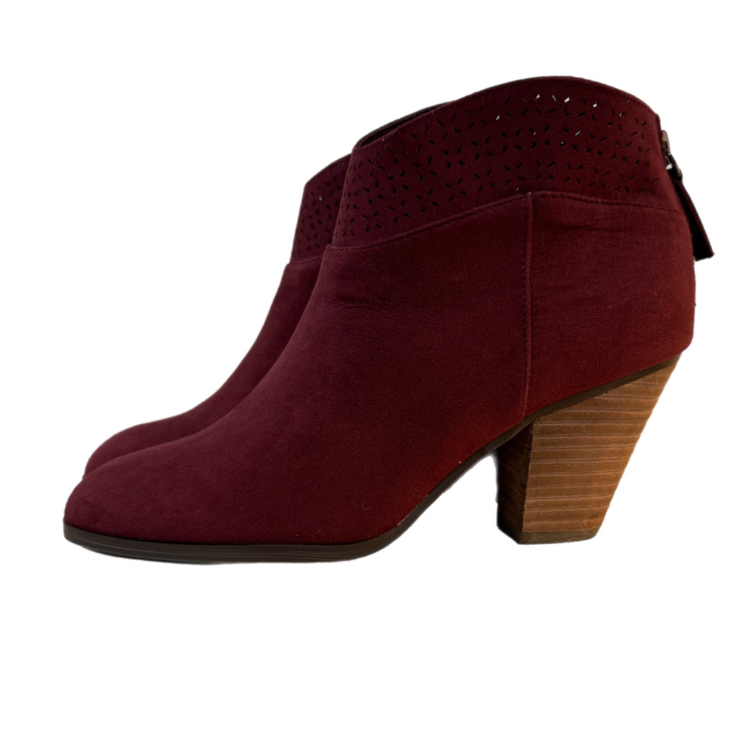 Violet & Red Jackson Booties Burgundy Boho Chic Vegan Suede