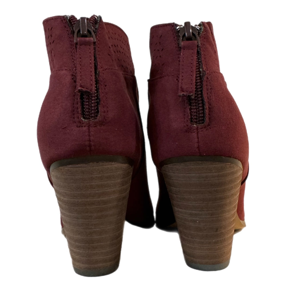 Violet & Red Jackson Booties Burgundy Boho Chic Vegan Suede