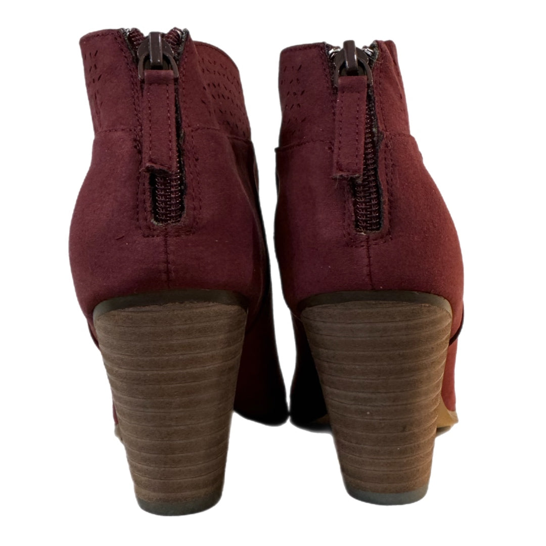 Violet & Red Jackson Booties Burgundy Boho Chic Vegan Suede