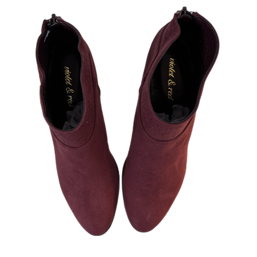 Violet & Red Jackson Booties Burgundy Boho Chic Vegan Suede