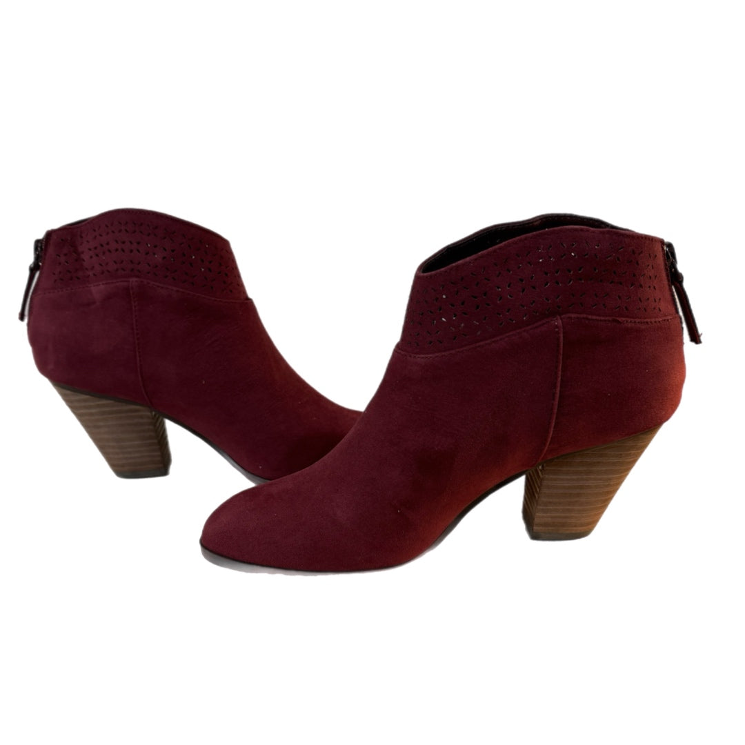 Violet & Red Jackson Booties Burgundy Boho Chic Vegan Suede