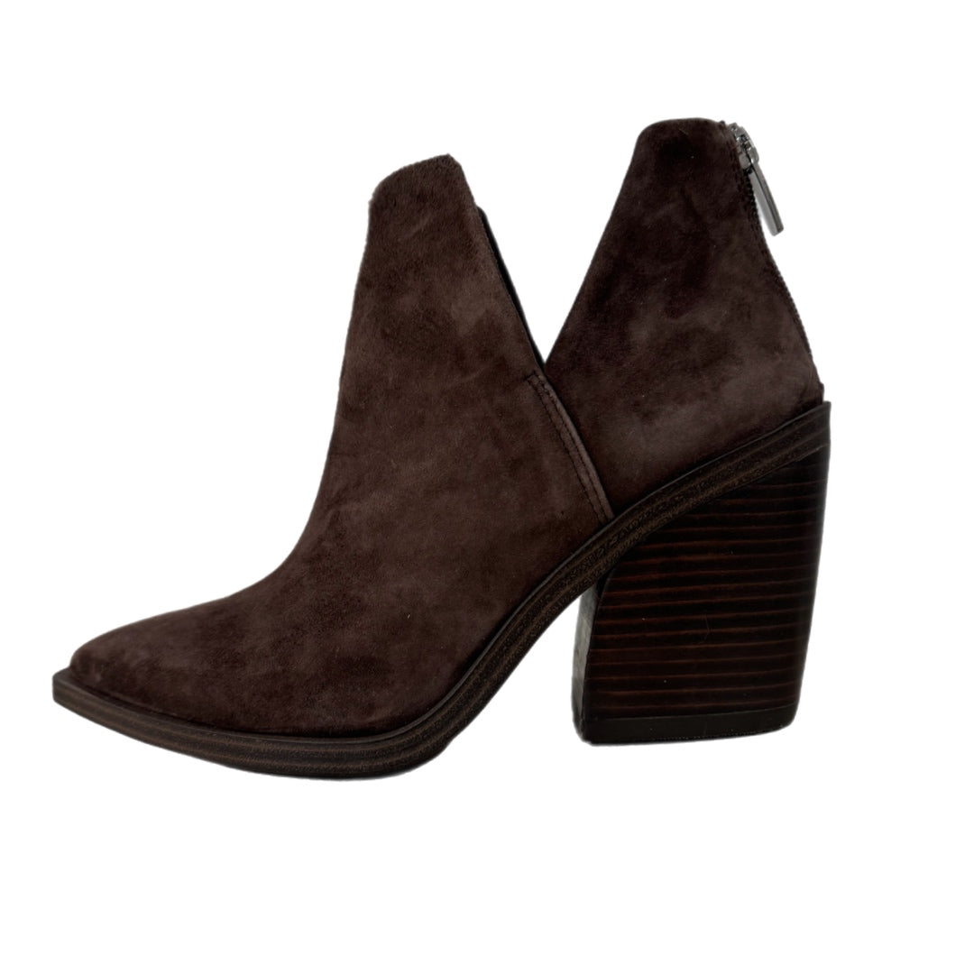 New Vince Camuto Genuine Suede Bootie Chocolate Brown Pointed Toe