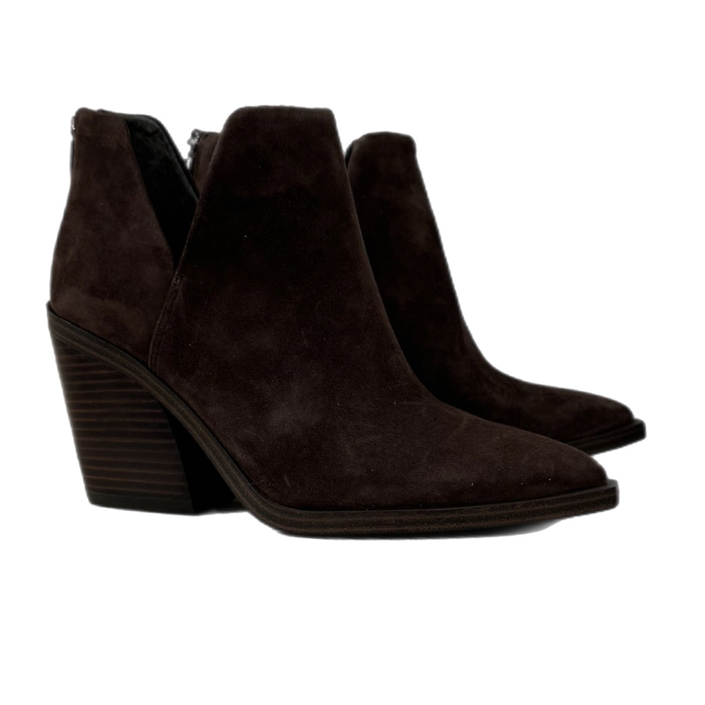 New Vince Camuto Genuine Suede Bootie Chocolate Brown Pointed Toe