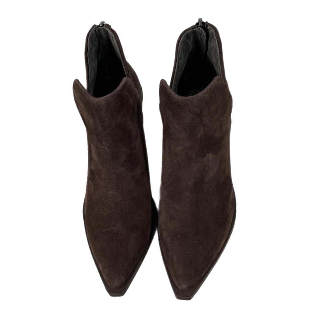 New Vince Camuto Genuine Suede Bootie Chocolate Brown Pointed Toe