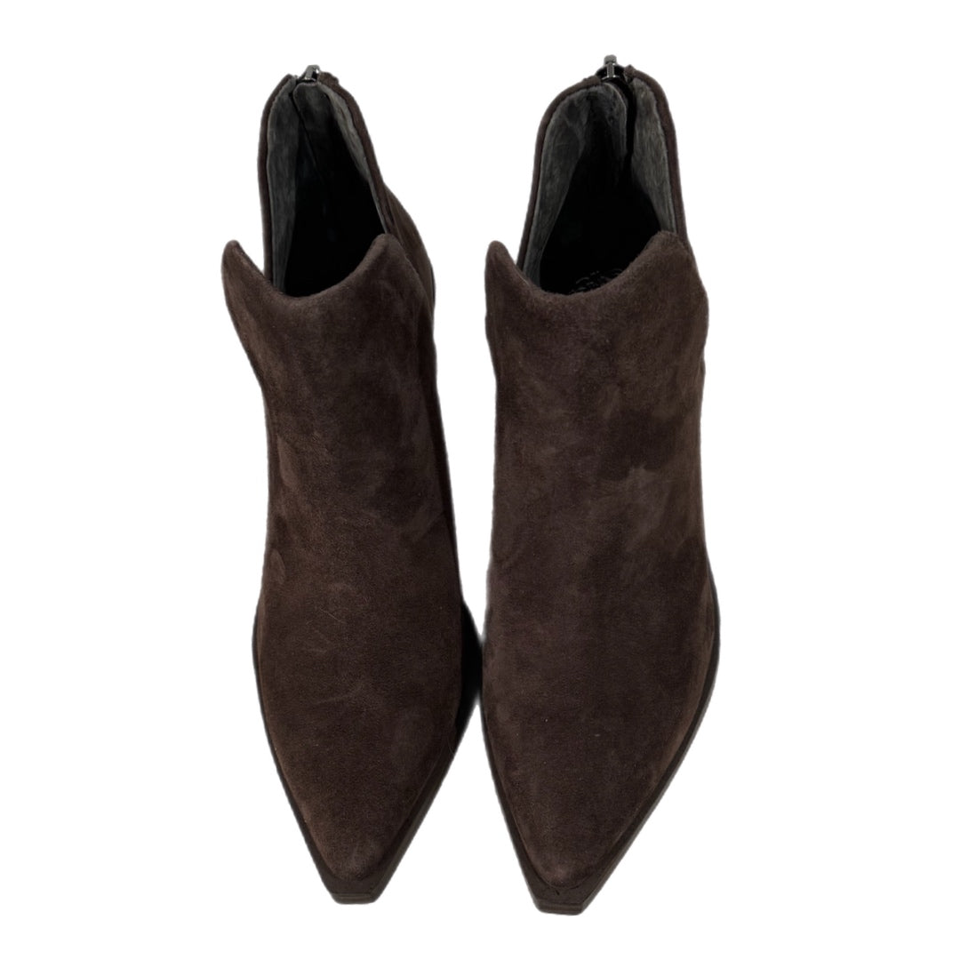 New Vince Camuto Genuine Suede Bootie Chocolate Brown Pointed Toe