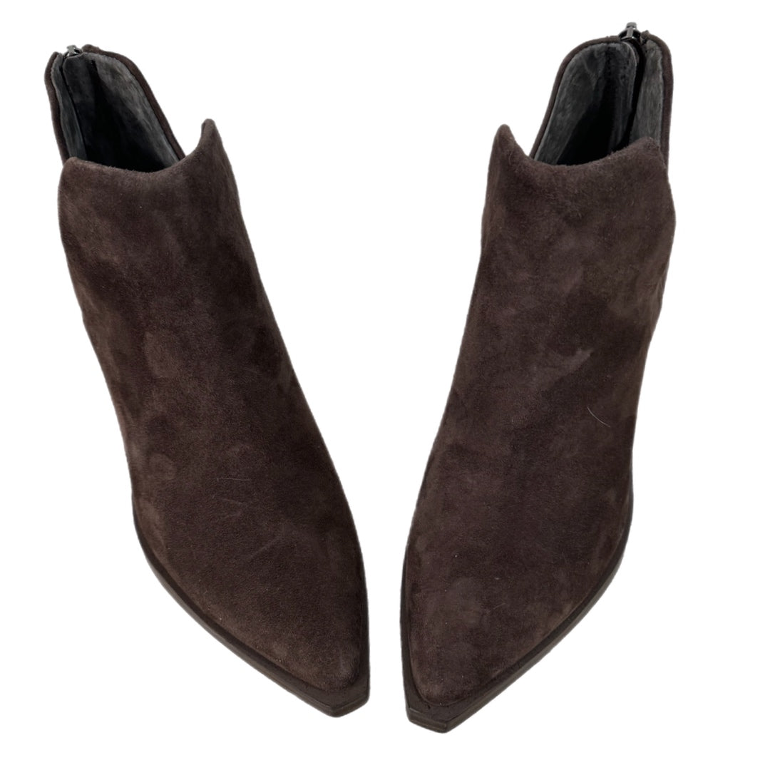 New Vince Camuto Genuine Suede Bootie Chocolate Brown Pointed Toe
