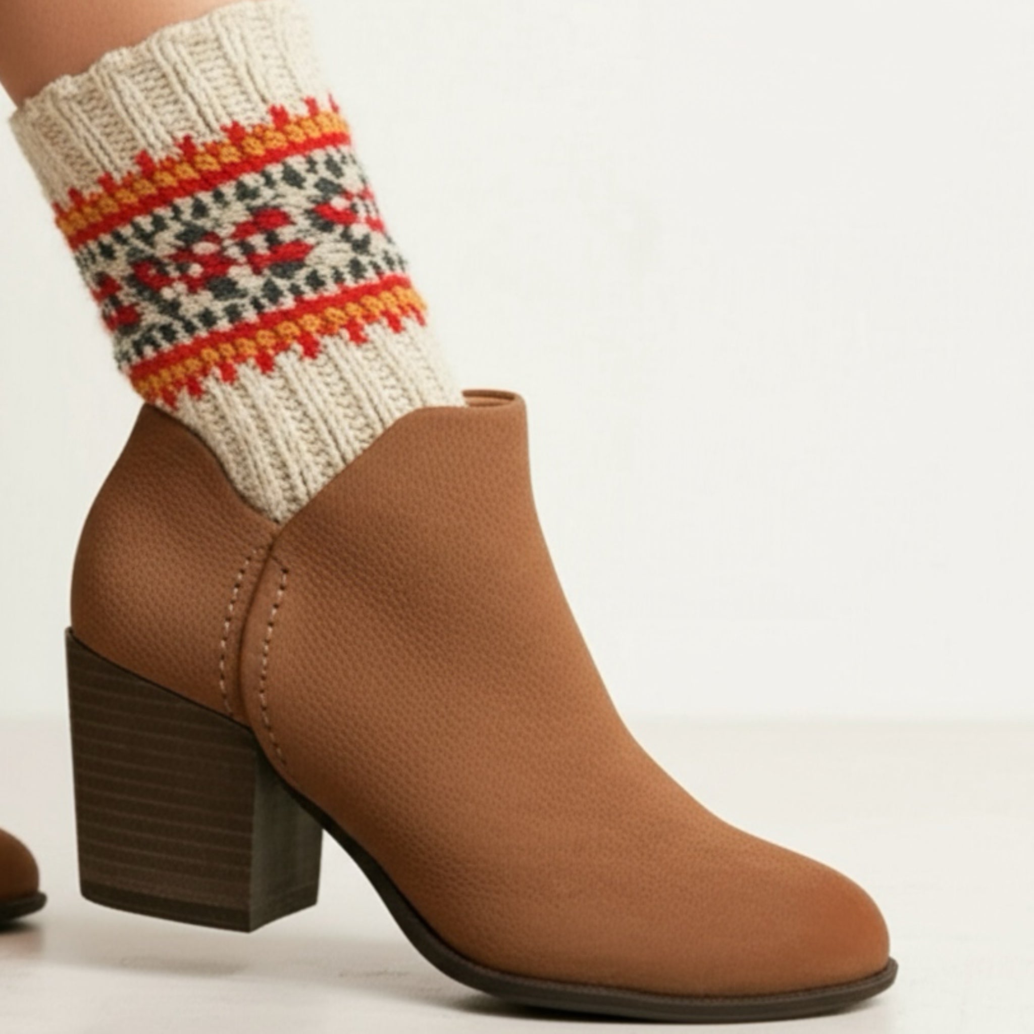 LUCKY BRAND Bellita Heeled Leather Bootie in Cedar Brown