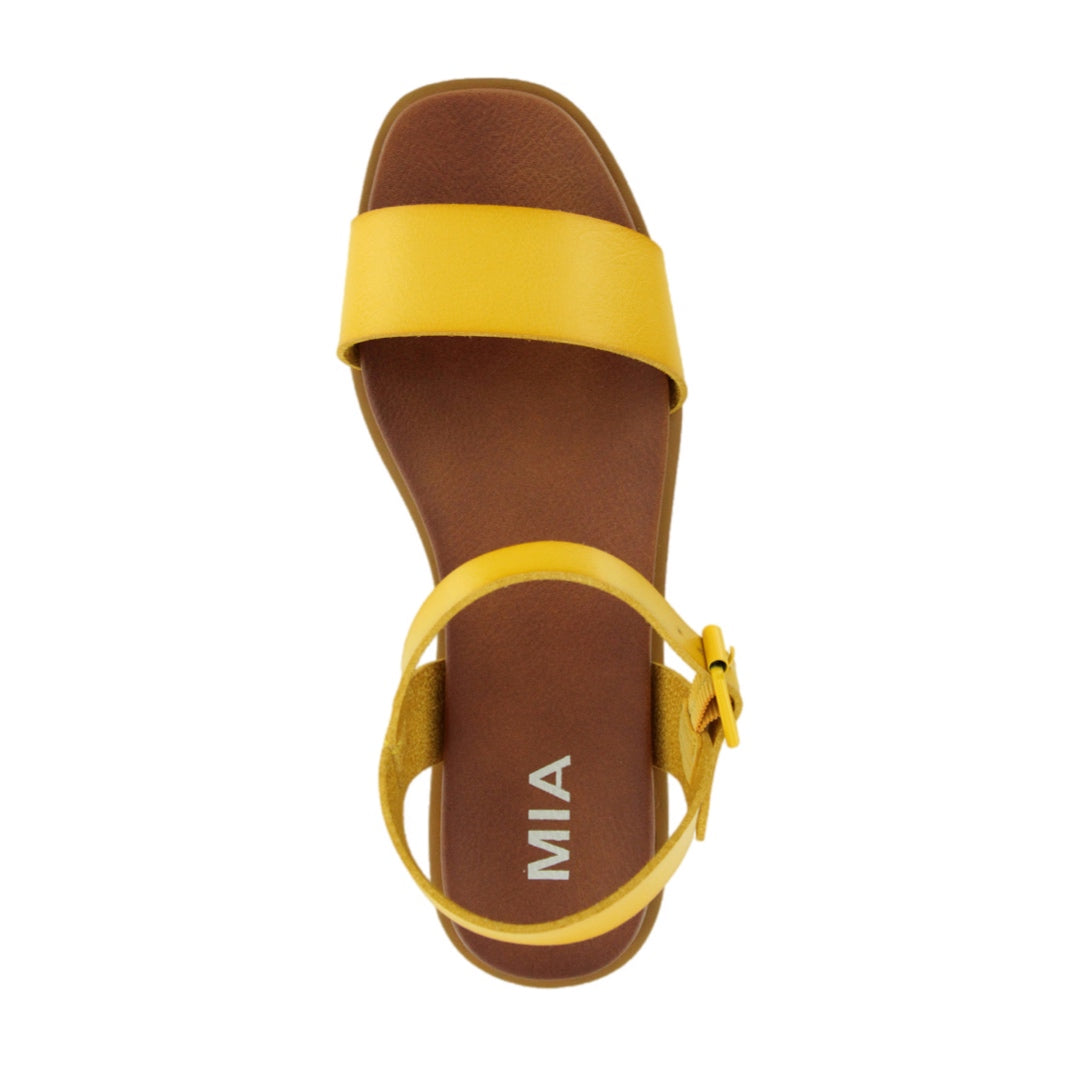 MIA Katerina Yellow Bonan Strappy Flat Vegan Leather Sandals