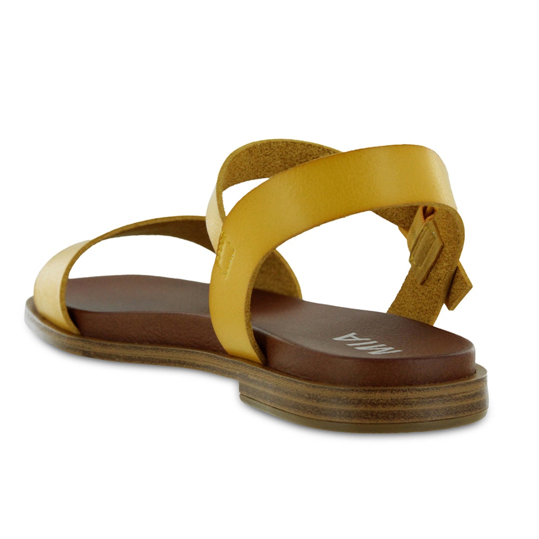 MIA Katerina Yellow Bonan Strappy Flat Vegan Leather Sandals