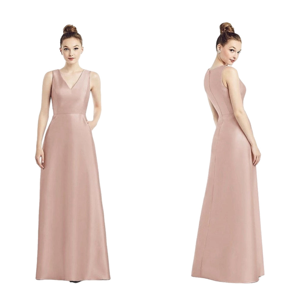 ALFRED SUNG D778 Toasted Sugar Pink Satin Twill Full Dress Sleeveless Gown