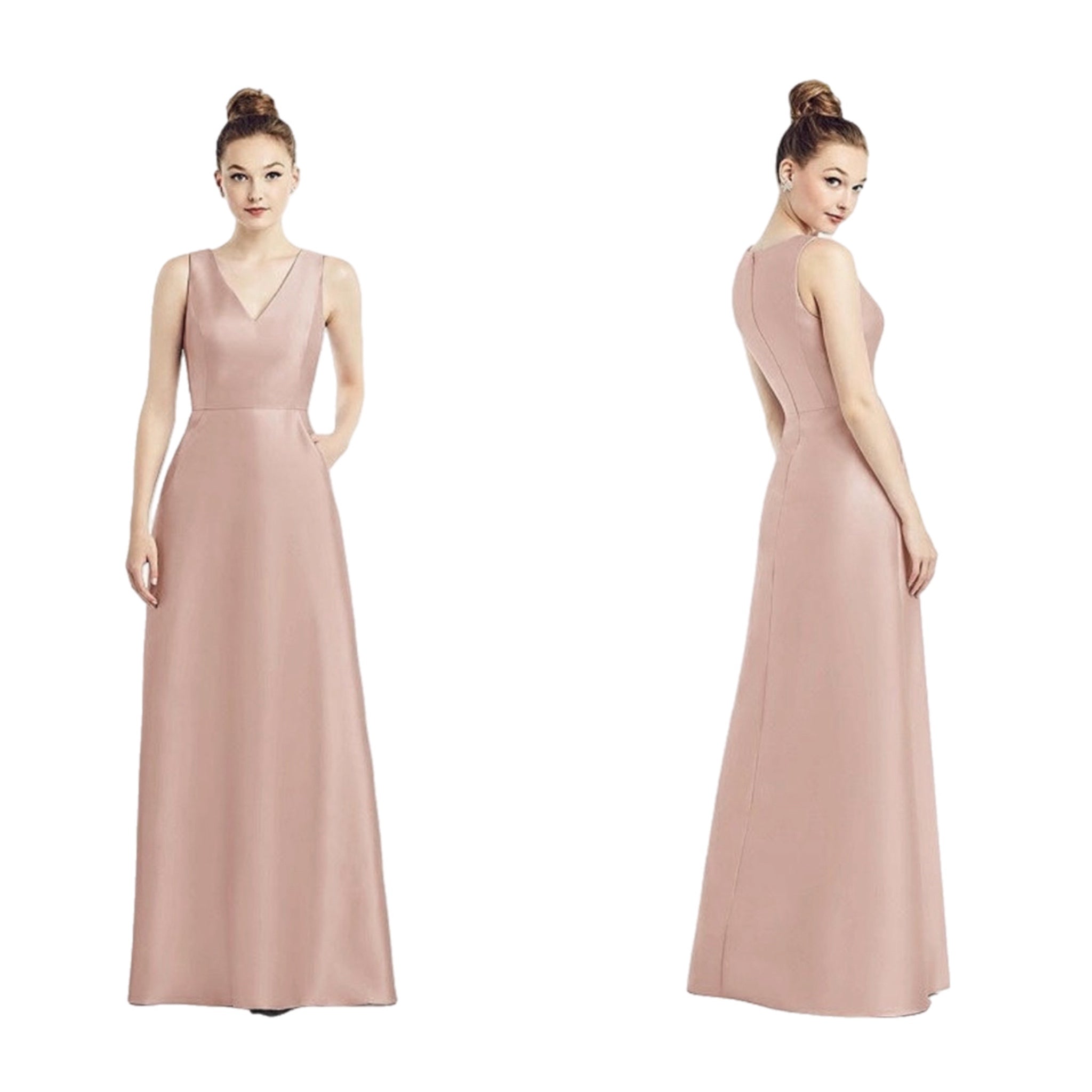 ALFRED SUNG D778 Toasted Sugar Pink Satin Twill Full Dress Sleeveless Gown
