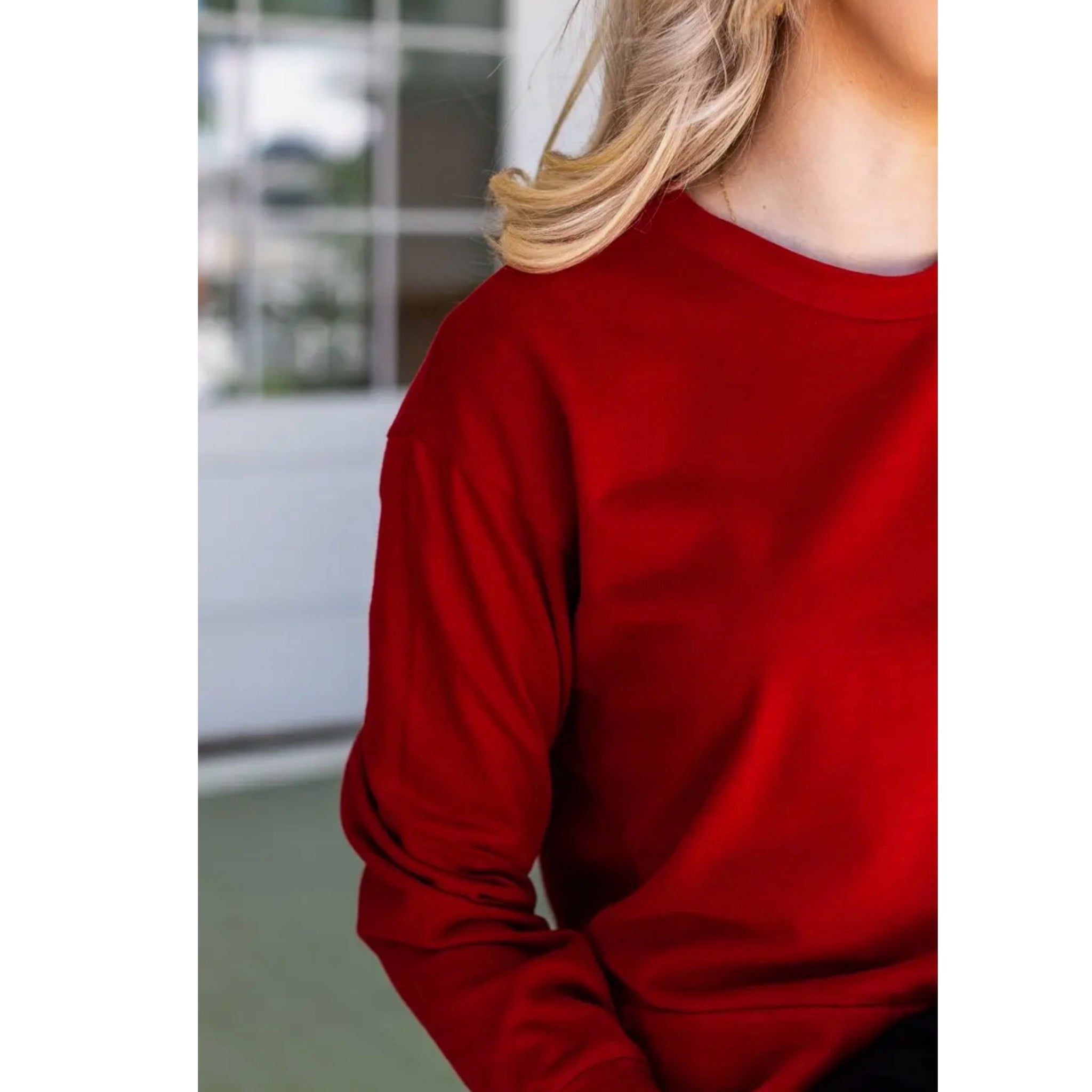 Southern Grace: The Scarlet Sky Crop Sweatshirt Preppy Crew Neck