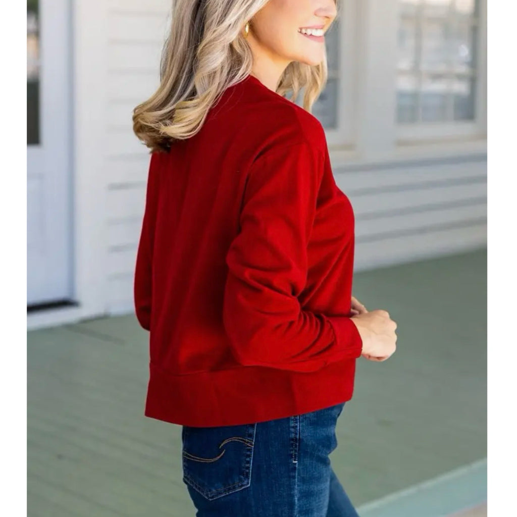 Southern Grace: The Scarlet Sky Crop Sweatshirt Preppy Crew Neck