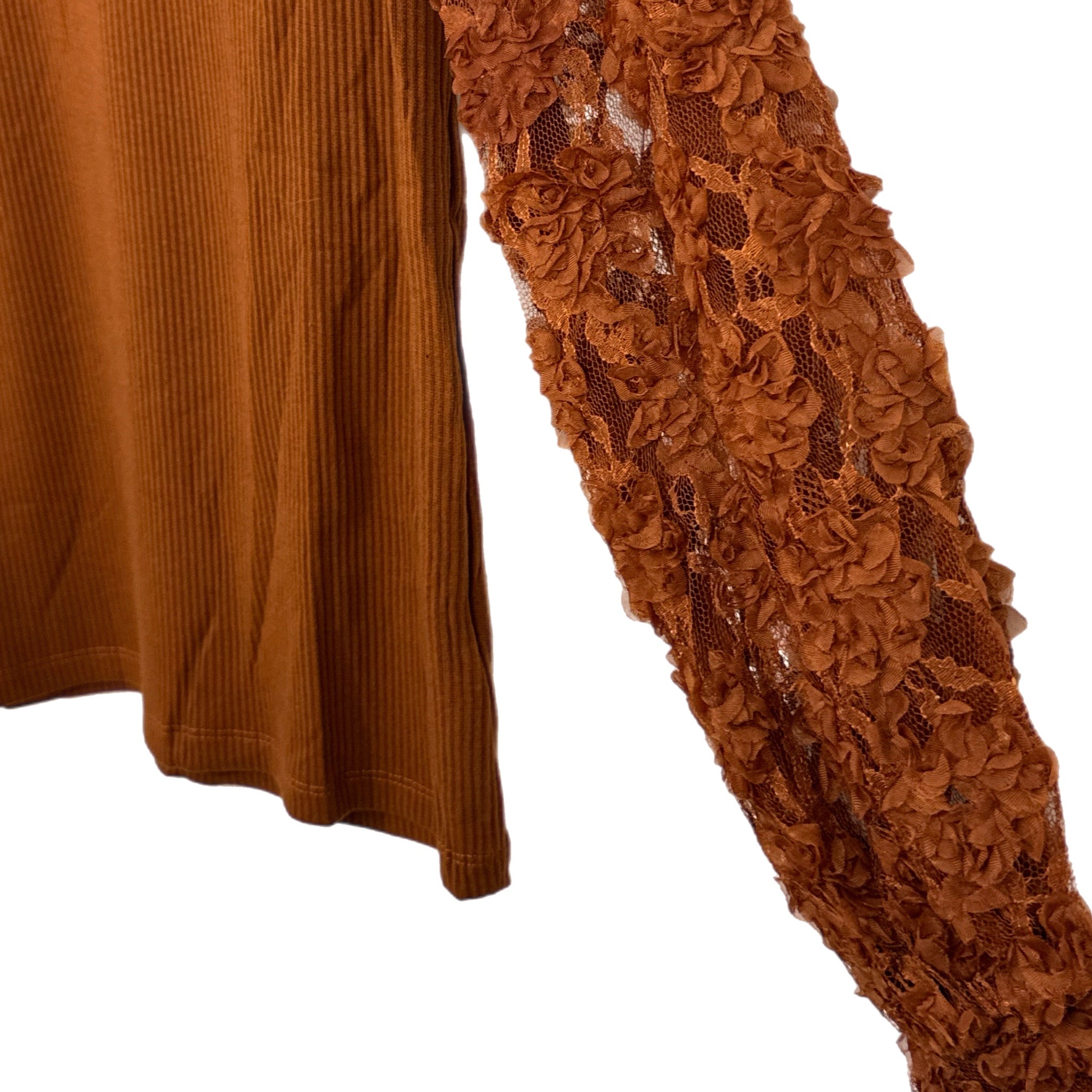 SOUTHERN GRACE Miss Perfect Rust Floral Lace Long Sleeve Blouse