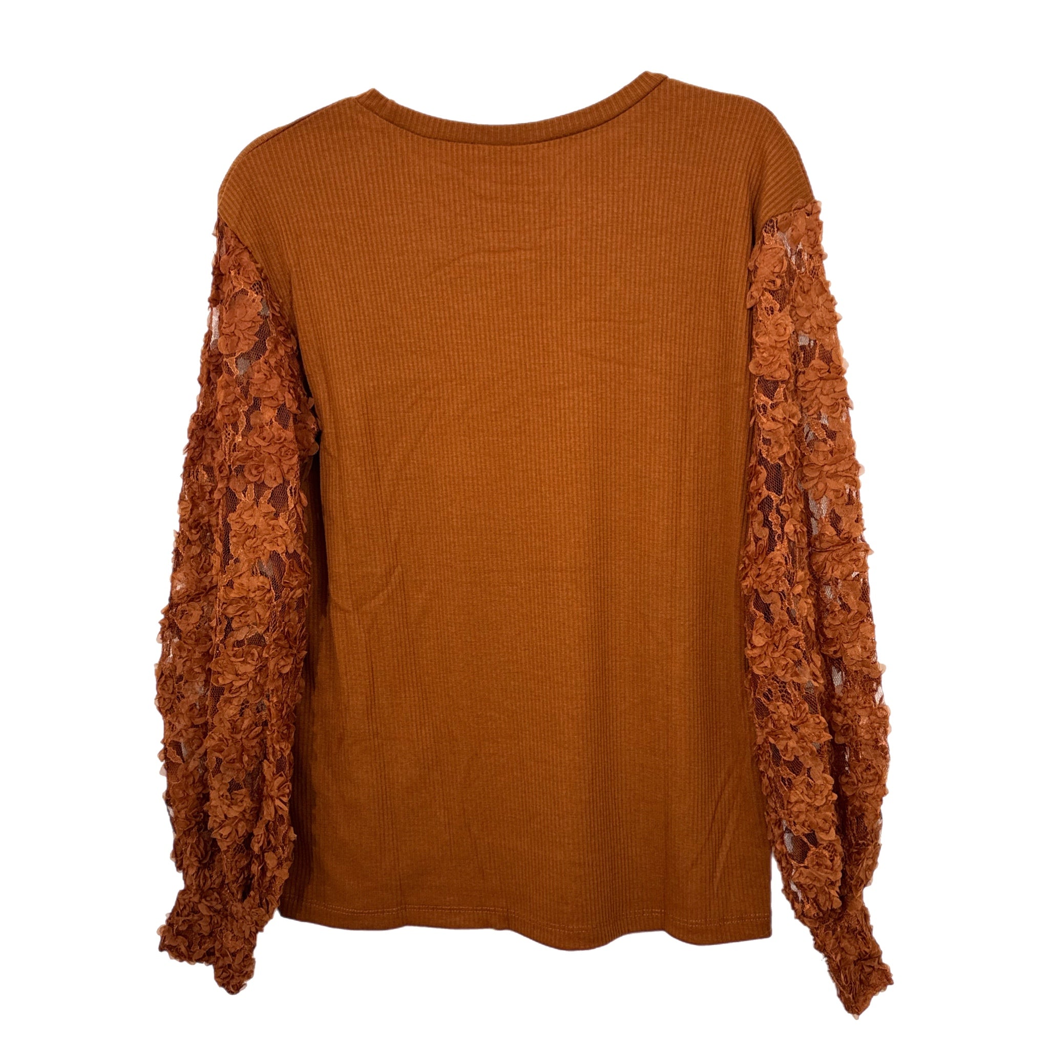 SOUTHERN GRACE Miss Perfect Rust Floral Lace Long Sleeve Blouse