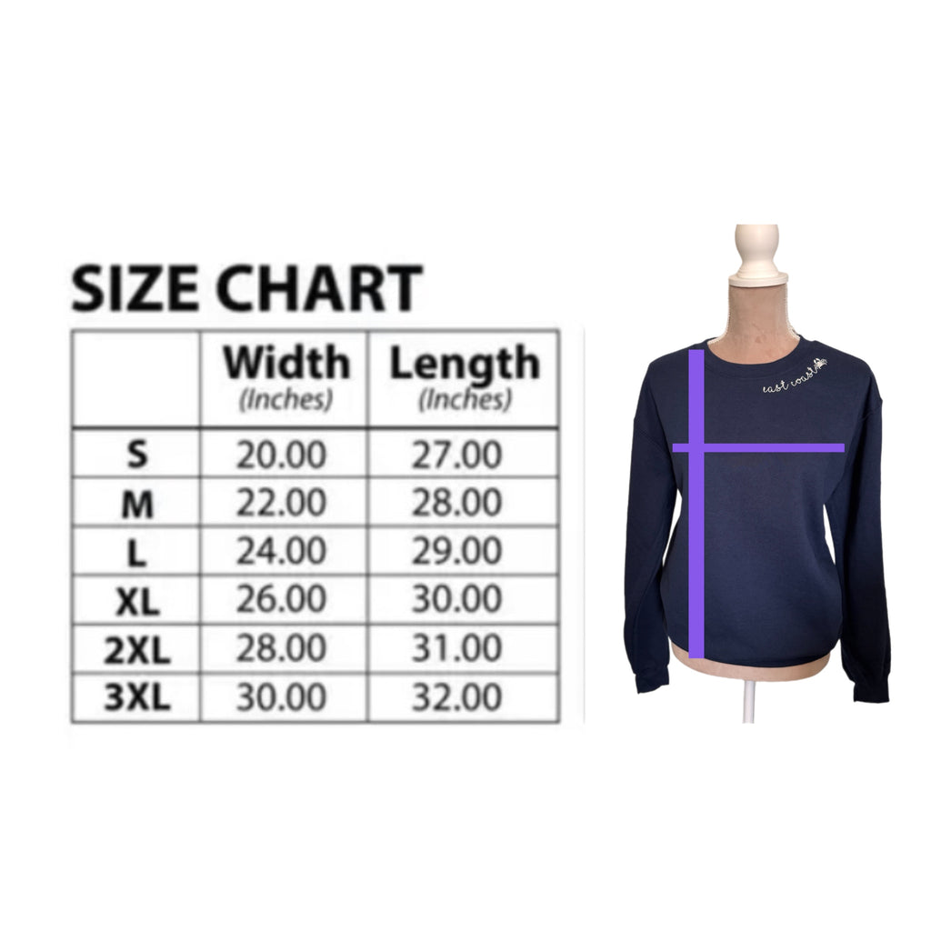 East Coast Crab Embroidered Sweatshirt Pullover Crew Classic Navy