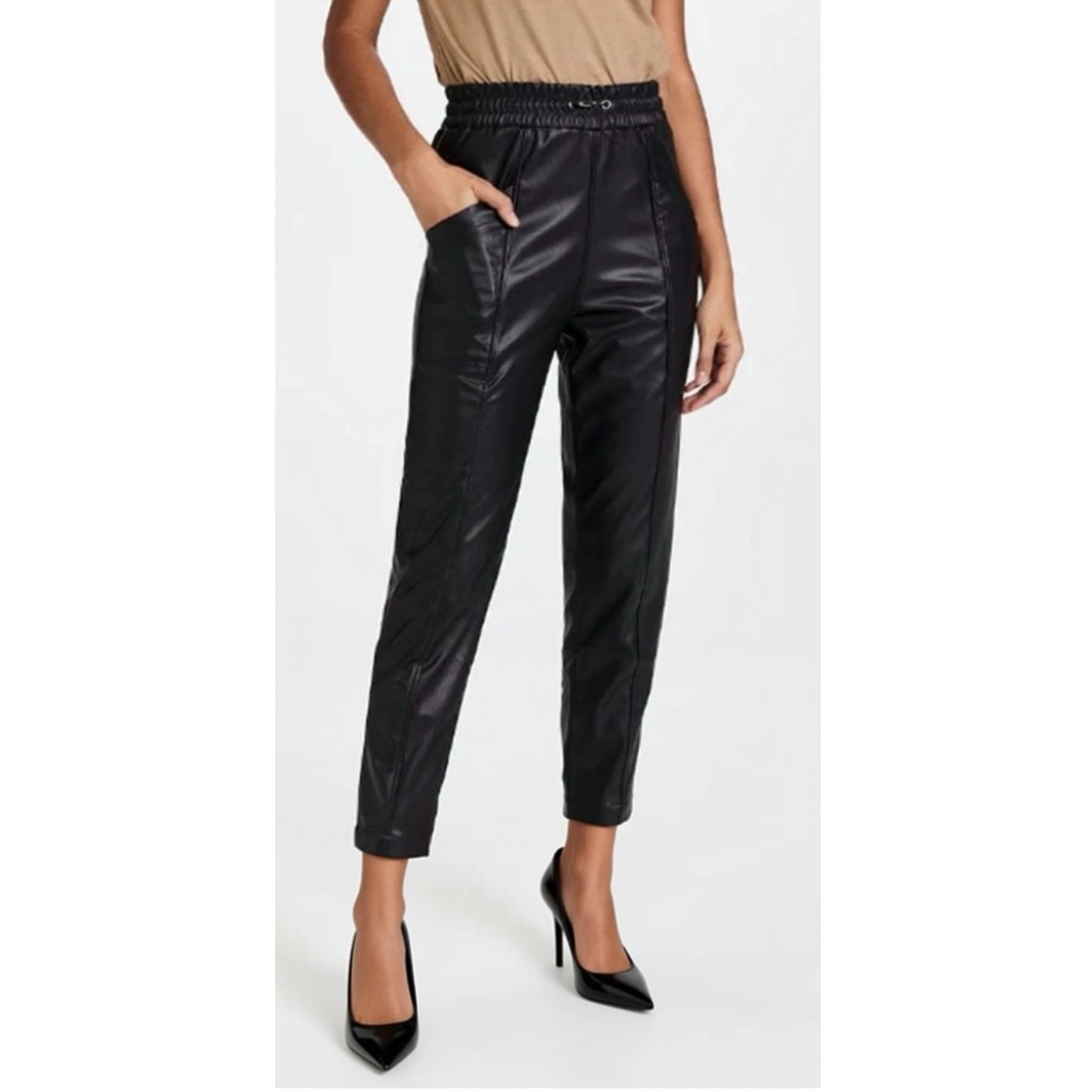 Rails Jayden Pants Vegan Leather Black Designer Pull On Straight Leg