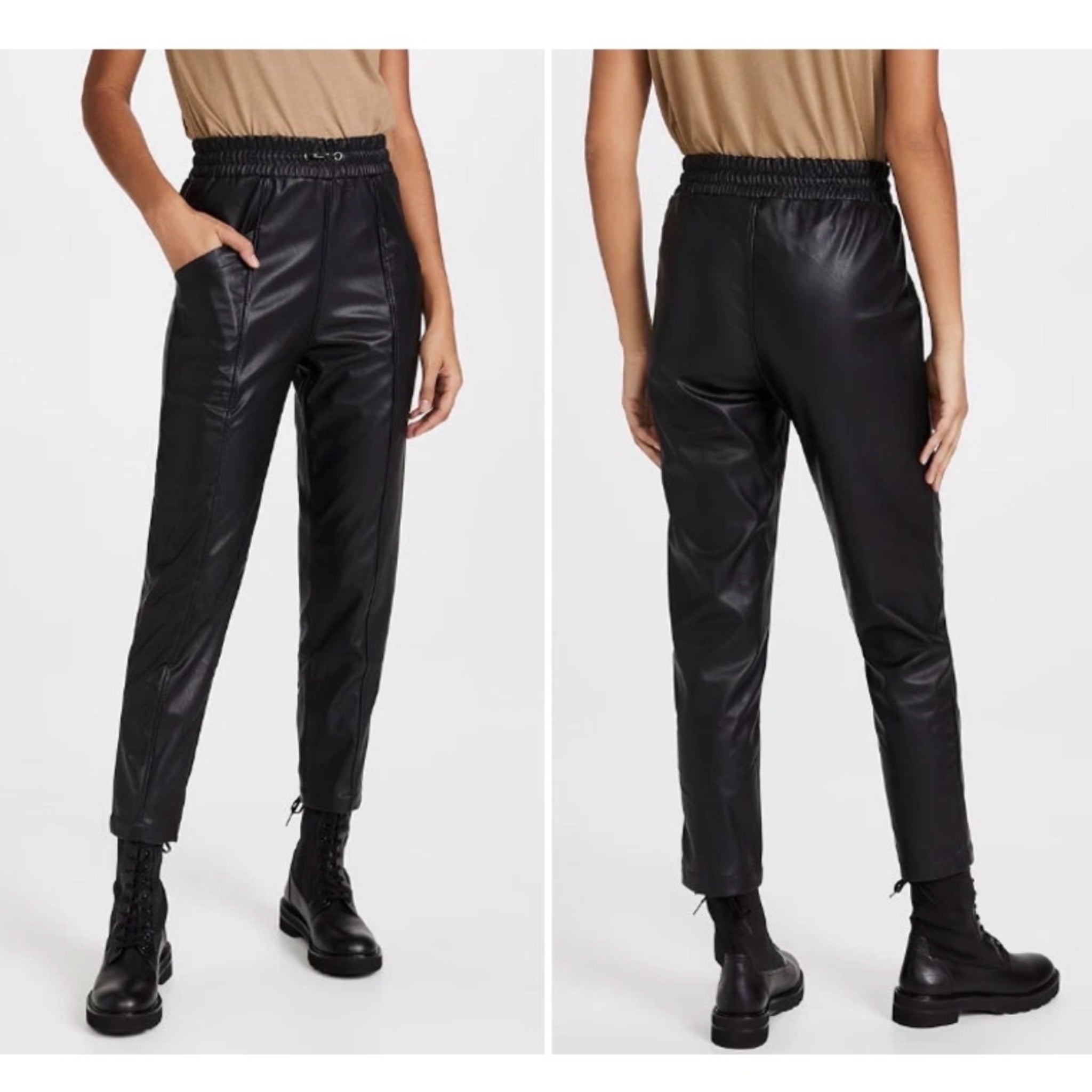 Rails Jayden Pants Vegan Leather Black Designer Pull On Straight Leg